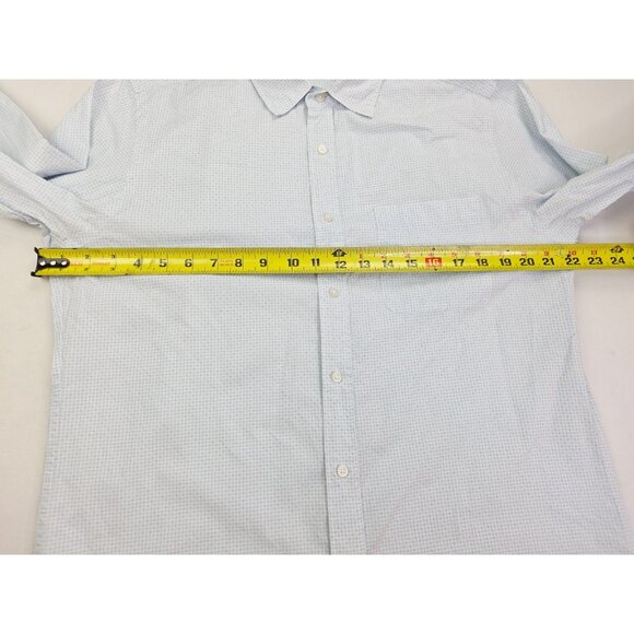 Uniqlo Size Medium Mens White Teal Blue Pattern Long Sleeve Cotton Pocket Shirt - Picture 4 of 10